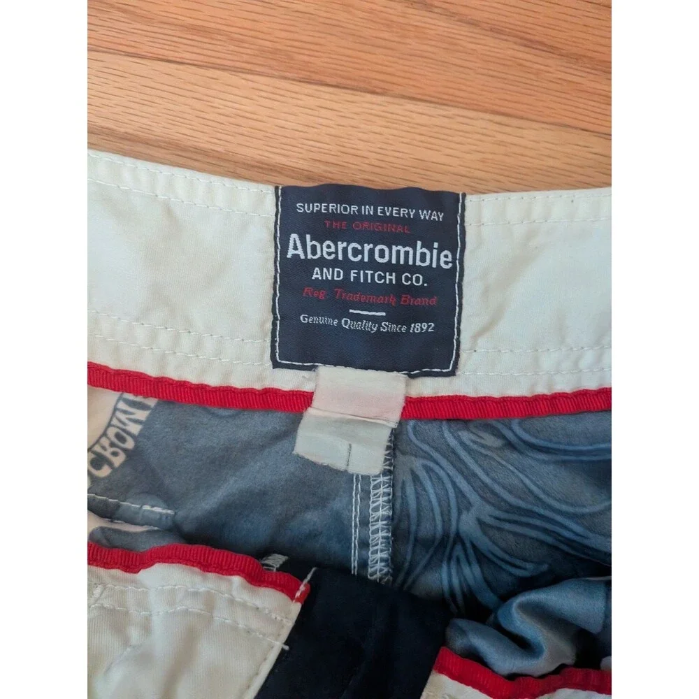 Vintage Abercrombie and Fitch Board Shorts Size 30 Blue White Hibiscus
